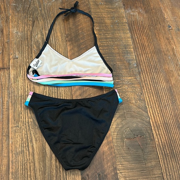 Random Hearts Black / Colored Stripe Bikini Sz. 12 - Picture 5 of 5